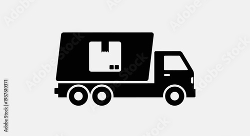Black silhouette of delivery truck vehicle.