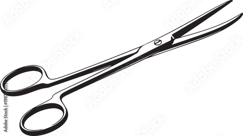 Stainless steel surgical scissors with sharp blades and ergonomic handles Vector, illustration