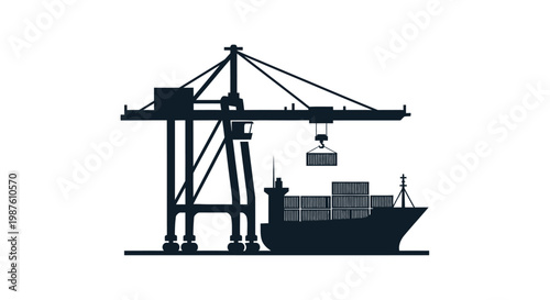 Large Cargo Ship at Dockside Crane.