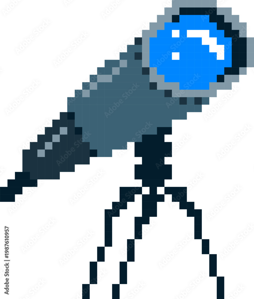 Fototapeta premium Telescope On Tripod Pixel Art
