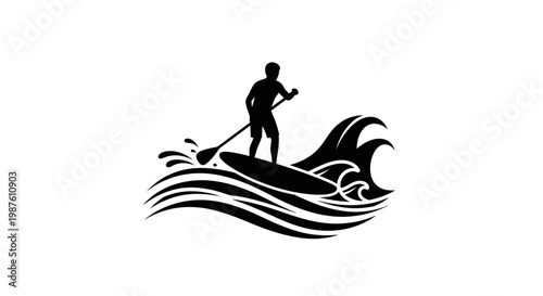 Man surfing on a paddle board.