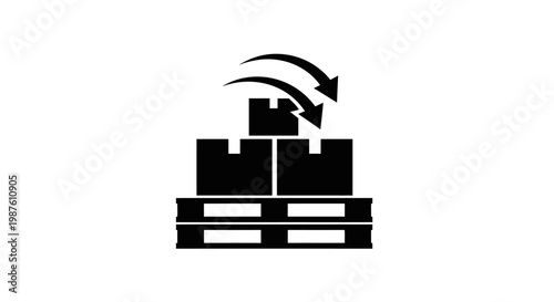 Black boxes on a pallet moving.