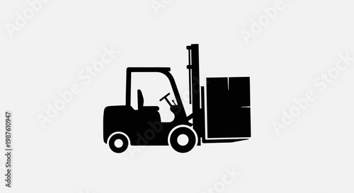 Forklift silhouette with cargo load.