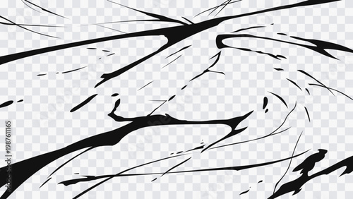 Irregular manga-style streaks convey speed, impact, and tension, ideal for action scenes, comic effects, and dynamic graphic overlays on transparent background.