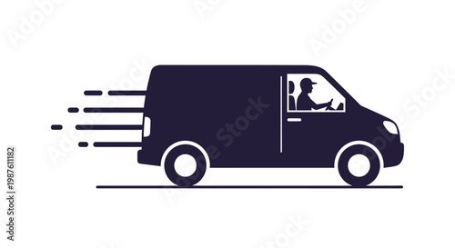 Black silhouette of a delivery van.