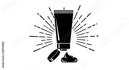 Black tube of cream product.