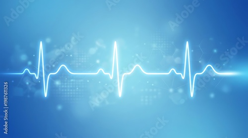Blue digital sound wave with peaks and valleys abstract