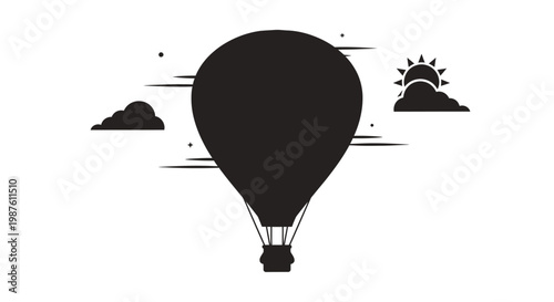 Hot air balloon flying high.