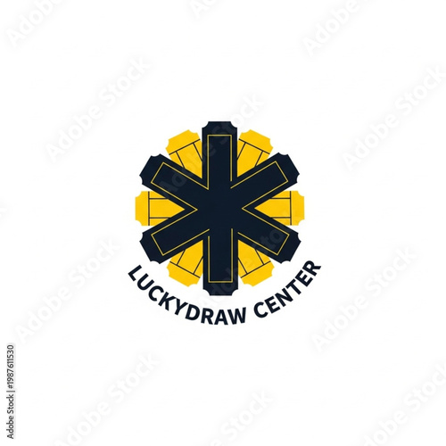 Lucky Draw Center logo design with geometric star icon and bold typography