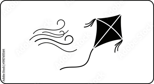 Black kite flying in the air.