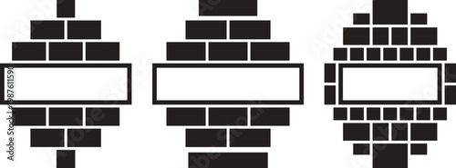 Abstract geometric grid designs, featuring evolving patterns of black blocks framing a central white rectangular placeholder. Perfect for modern layouts, presentations, and graphic backgrounds