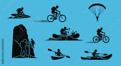 People doing various adventure sports.