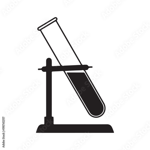 Laboratory test tube in a stand with dark liquid inside Vector, illustration