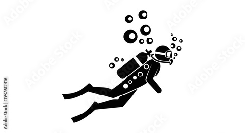 Scuba Diver Silhouette Underwater Exploration.