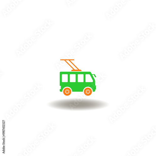 Vector illustration of trolleybus or tram electro bus city vehicle. Symbol of public transportation.