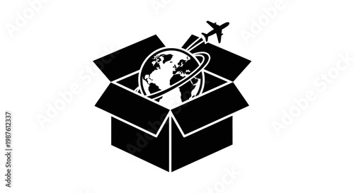 Black and white globe in box.