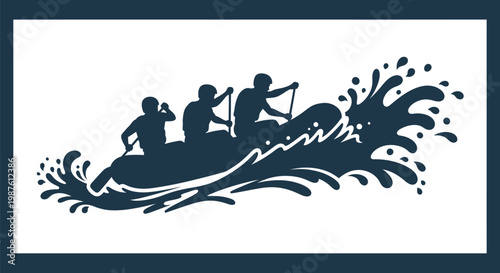 People Rowing a Boat Silhouette Sport.
