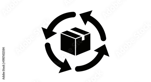 Recycling cardboard box with arrows.