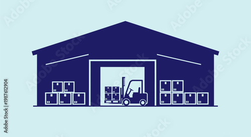 Forklift in a warehouse loading bay.