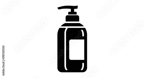 Black and white pump bottle icon for hygiene and personal care
