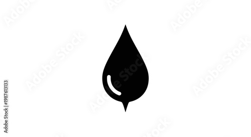 Black water drop illustration on white background design element