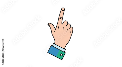 Cartoon hand pointing upwards on white background for design and presentation