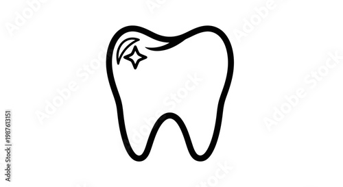 Clean tooth illustration with sparkling effect for dental health concepts