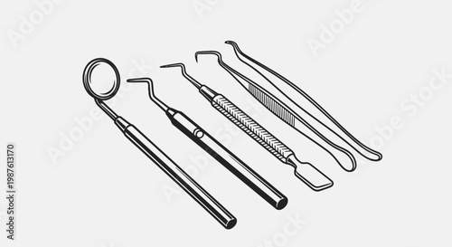 Dental instruments illustration isolated tools for healthcare and treatment