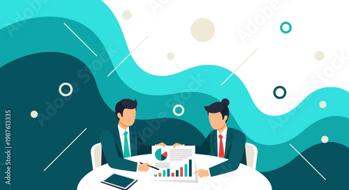 Business People Reviewing Financial Data Reports and Statistics