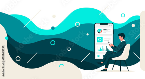 Mobile Business Reporting and Data Analysis Illustration