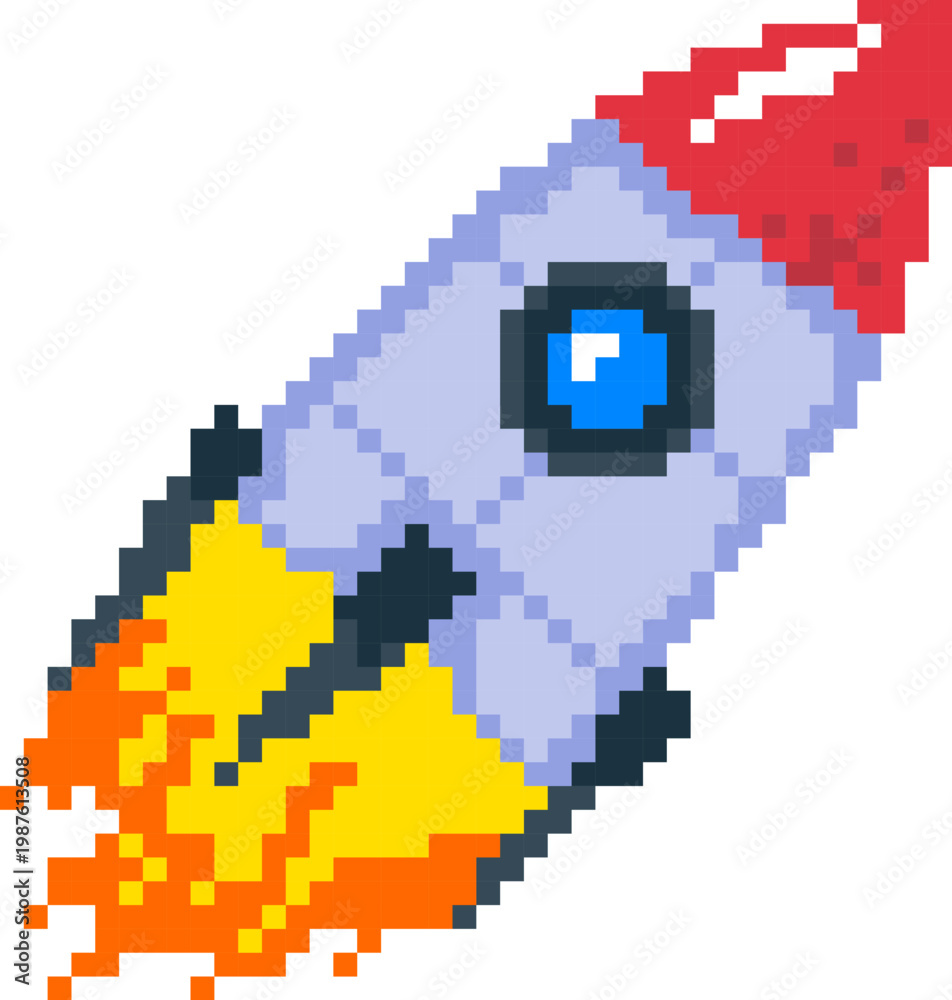 Fototapeta premium Rocket Launch Pixel Art