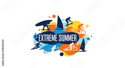 Extreme summer sports graphic design.