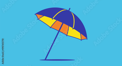 Colorful Beach Umbrella on Sand.