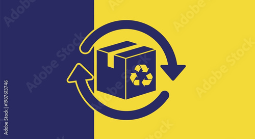 Recycling cardboard box with arrows.