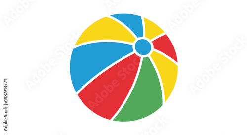 Colorful beach ball in sections.