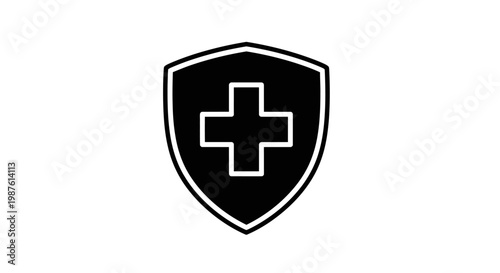 Medical cross shield icon protection healthcare and safety symbol