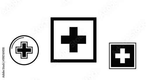 Medical cross symbols in various designs for healthcare and safety