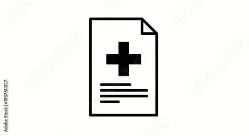 Medical document icon with cross symbol healthcare and medical concept