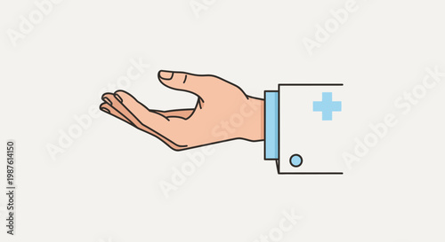 Medical hand gesture offering help or support with copy space for design