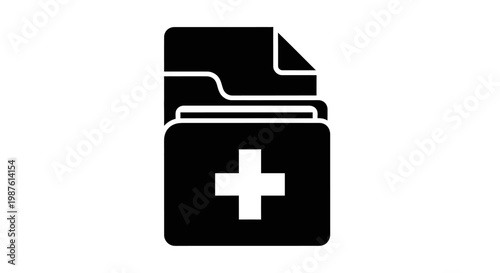 Medical folder icon black and white design for healthcare and records