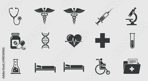 Medical icons collection of healthcare symbols for design and visual communication
