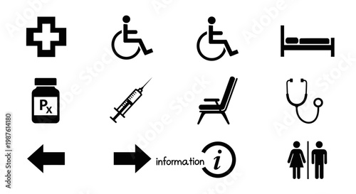 Medical icons healthcare symbols for hospital clinic or medical information
