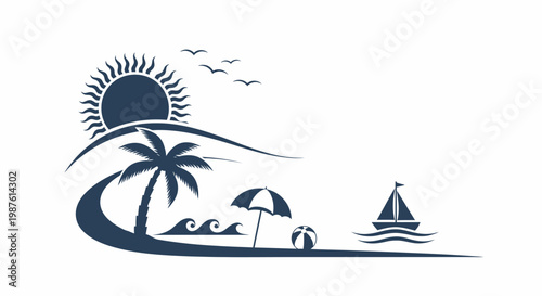 Beach Vacation Summer Sun Palm Tree.