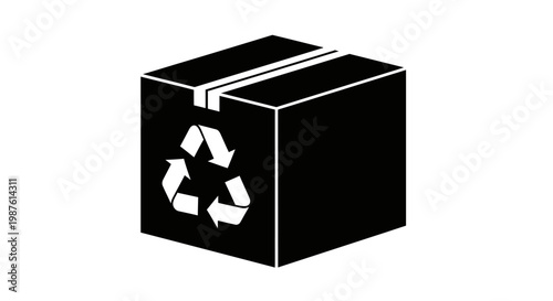 Recycling symbol on black box.