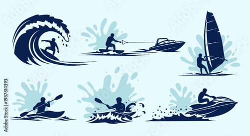 People riding water sports equipment fast.