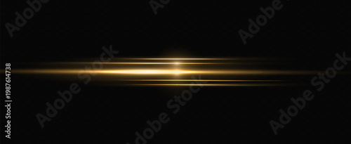 Set of light effects. Glare and flashes. Bright beams of light. Glowing lines. Dust. Christmas flash.Gold color vector illustration