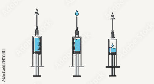 Medical syringes illustration injecting liquid health vaccination concept