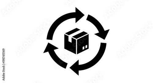 Recycling package delivery symbol icon.