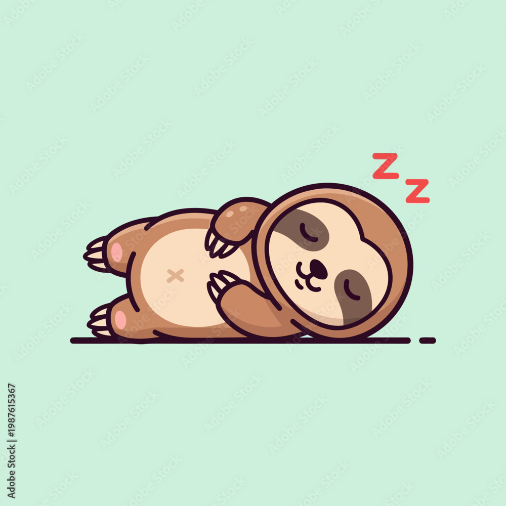 Fototapeta premium Cute Sloth Sleeping Peacefully on its Back.