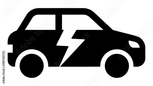 Electric car icon, symbol of ecofriendly vehicle, vector illustration